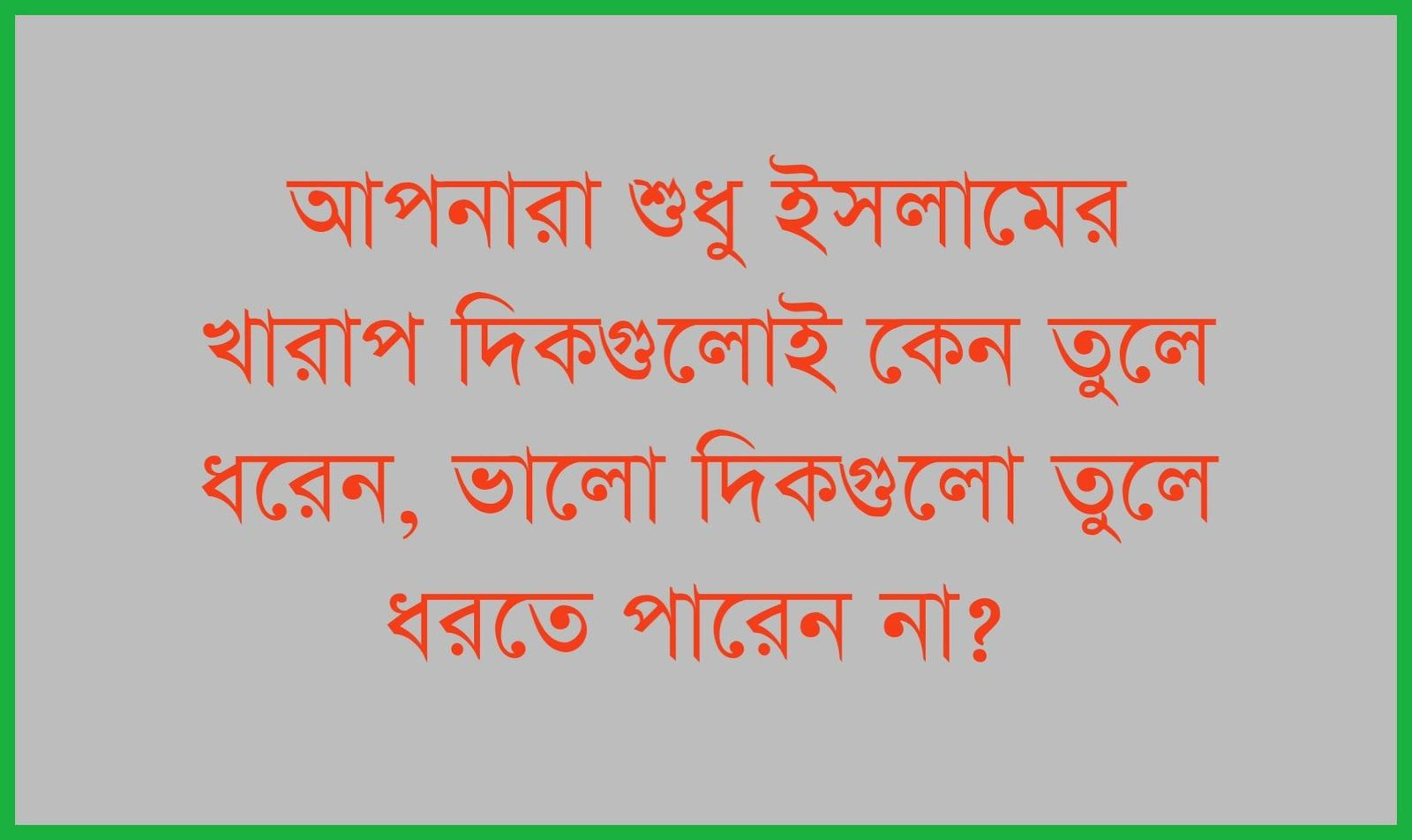 ইসলামের ভালো দিকগুলো তুলে ধরতে পারেন না?